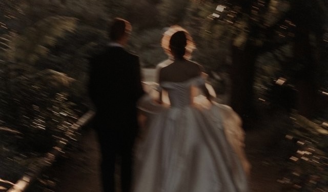 Gabriel and Tara together in soft, dreamy evening light